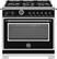 Front. Bertazzoni - 36" Heritage Series range - Dual Fuel self clean oven - 6 brass burners - Black.