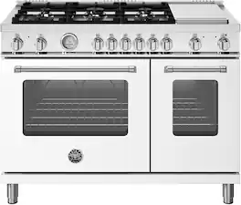 Bertazzoni - 48" Master Series range - Dual Fuel - 6 aluminum burners - Matte White