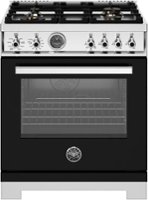 Bertazzoni - 30" Professional Series range - Electric self clean oven - 4 brass burners - Black - Front_Zoom