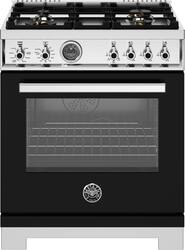 Bertazzoni - 30" Professional Series range - Electric self clean oven - 4 brass burners - Black - Front_Zoom