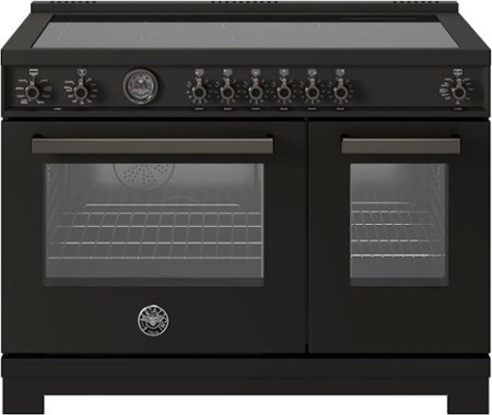 Bertazzoni - 48" Professional Series range - Electric self clean oven - 6 induction zones - Carbonio