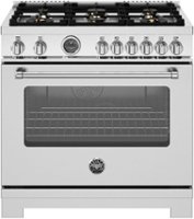 Bertazzoni - 36" Master Series range - Dual Fuel self clean oven - 6 brass burners - Stainless Steel - Front_Zoom