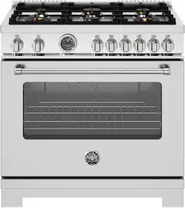 Bertazzoni - 36" Master Series range - Dual Fuel self clean oven - 6 brass burners - Stainless Steel