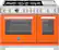 Front. Bertazzoni - 48" Professional Series range - Gas Oven - 6 brass burners + griddle - Orange.