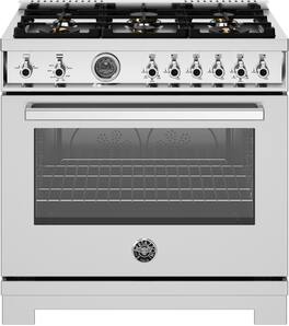 Bertazzoni - 36" Professional Series range - Gas oven - 6 brass burners - LP version - Stainless Steel