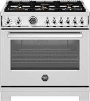 Bertazzoni - 36" Professional Series range - Electric self clean oven - 6 brass burners - Stainless Steel - Front_Zoom