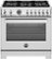 Front. Bertazzoni - 36" Professional Series range - Electric self clean oven - 6 brass burners - Stainless Steel.