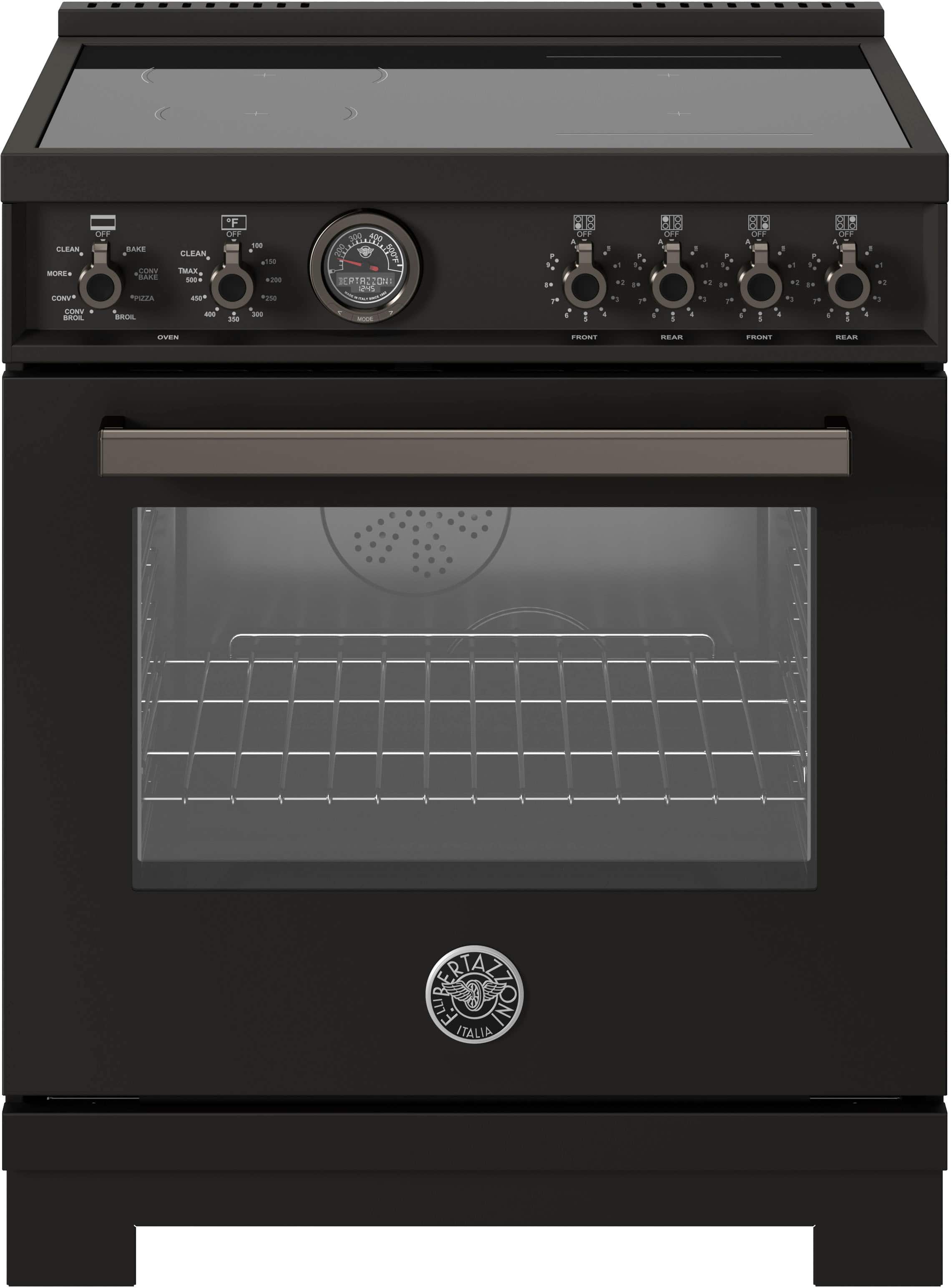 Bertazzoni - 30" Professional Series range - Electric self clean oven - 4 induction zones - Black - Front_Zoom