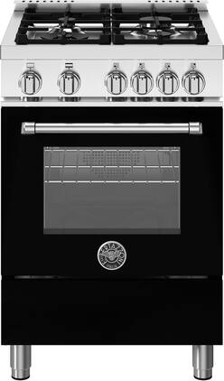 Bertazzoni - 24" Master Series range - Gas oven - 4 aluminum burners - Black