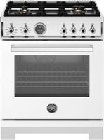 Bertazzoni - 30" Professional Series range - Electric self clean oven - 4 brass burners - White - Front_Zoom