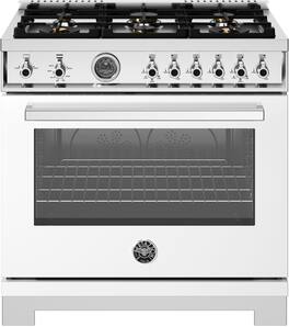 Bertazzoni - 36" Professional Series range - Gas oven - 6 brass burners - White