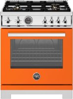 Bertazzoni - 30" Professional Series range - Gas oven - 4 brass burners - Orange - Front_Zoom