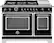 Front. Bertazzoni - 48" Heritage Series range - Dual Fuel self clean oven - 6 brass burners + griddle - Black.