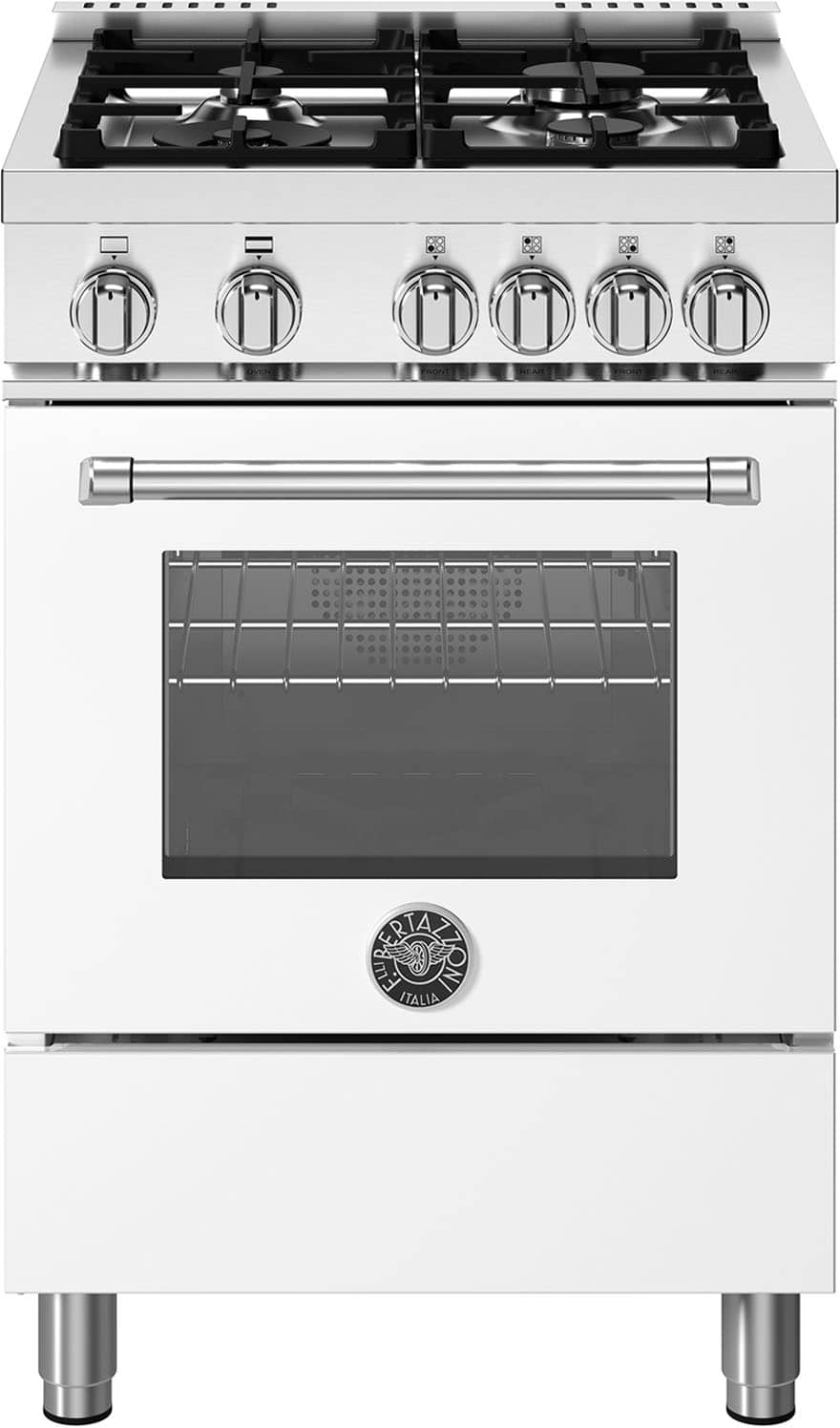 Bertazzoni - 24" Master Series range - Gas oven - 4 aluminum burners - White - Front_Zoom