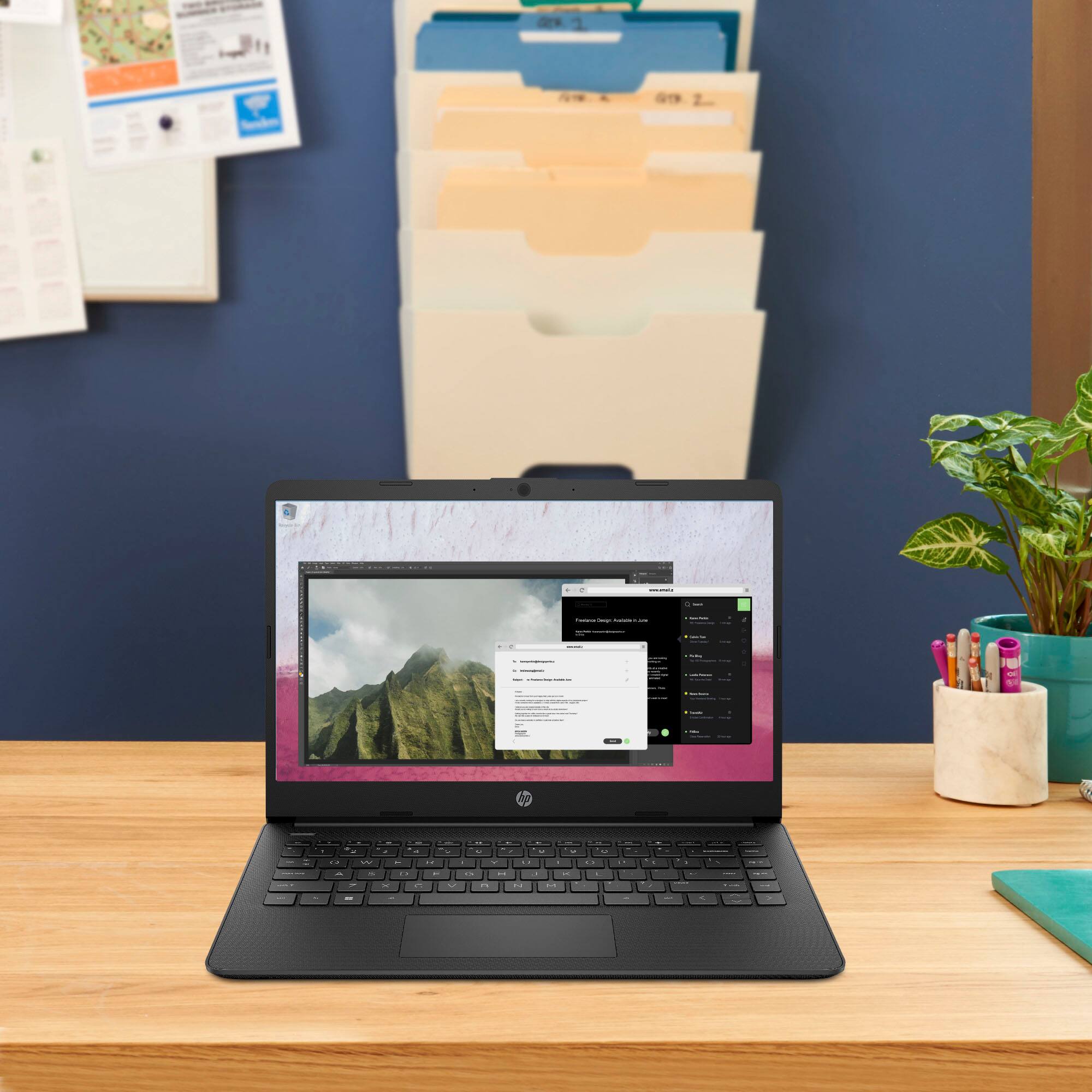 Alt View 14. HP - 14" Laptop - Intel Celeron - 4GB Memory - 128GB eMMC - Jet Black.