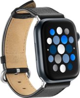 Insignia™ - Genuine Leather Band for Apple Watch 42mm, 44mm, 45mm, SE, Ultra 49mm and Ultra 2 49mm - Black - Angle_Zoom