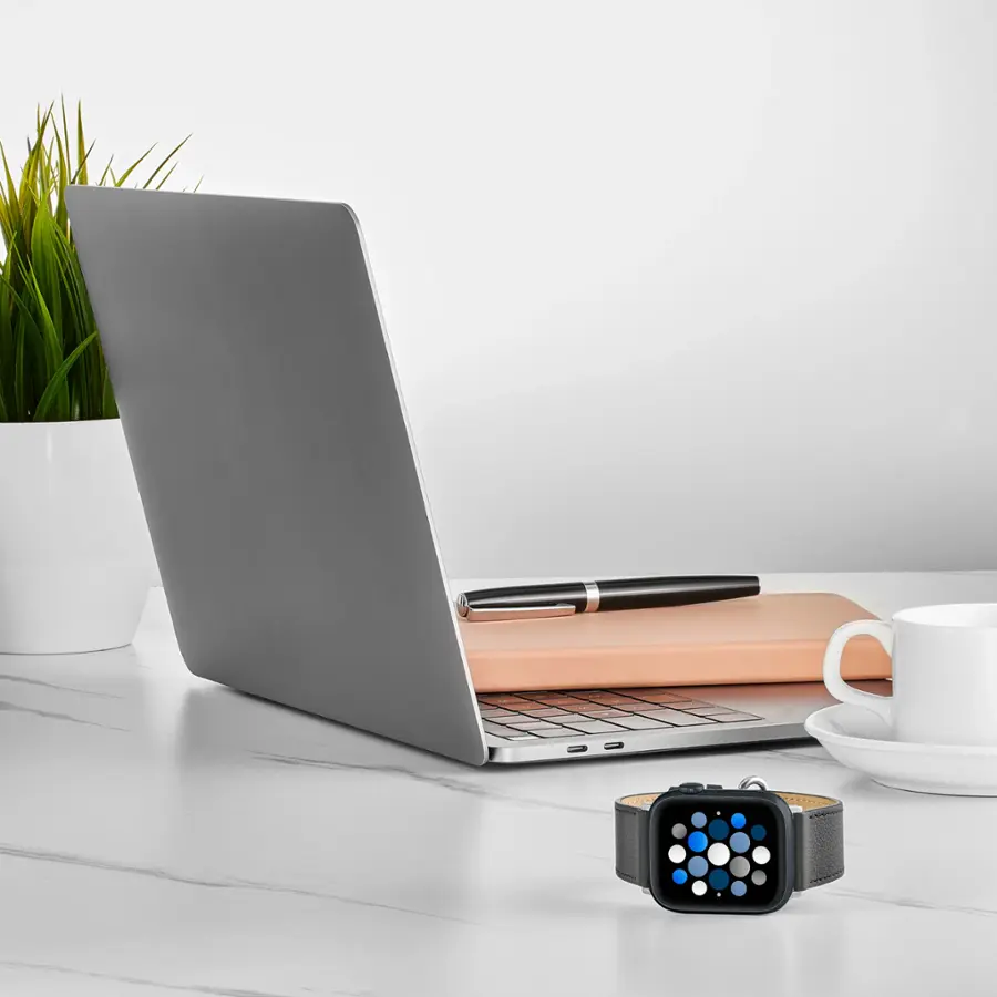 Alt View 15. Insignia™ - Genuine Leather Band for Apple Watch 42mm, 44mm, 45mm, SE, Ultra 49mm and Ultra 2 49mm - Black.