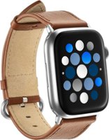 Insignia™ - Genuine Leather Band for Apple Watch 42mm, 44mm, 45mm, SE, Ultra 49mm and Ultra 2 49mm - Chestnut - Angle_Zoom