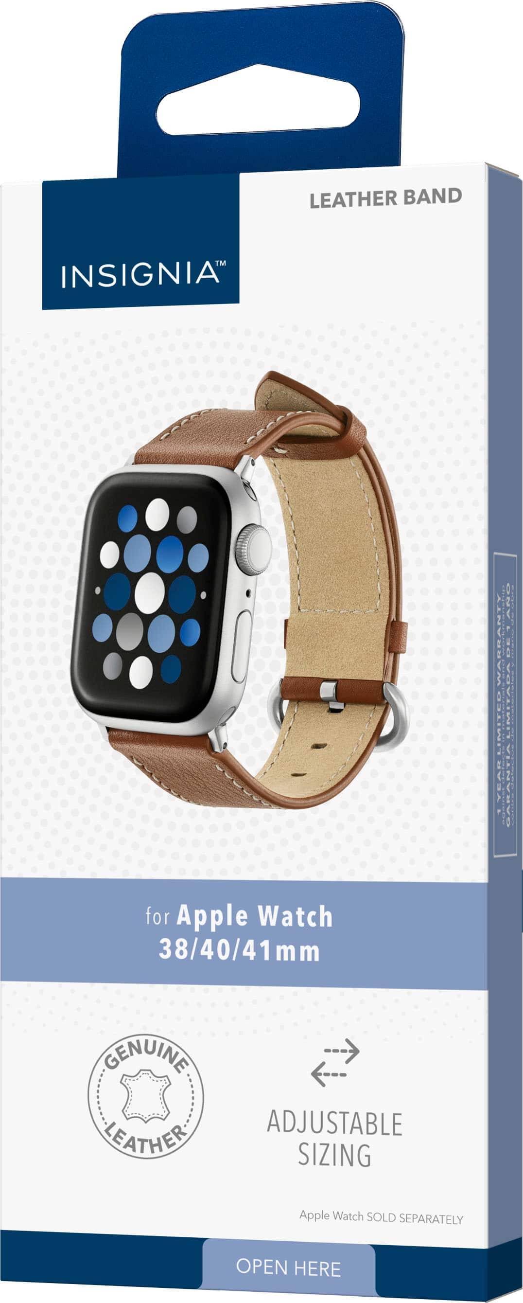 Alt View 17. Insignia™ - Genuine Leather Band for Apple Watch 38mm, 40mm, 41mm and SE - Chestnut.