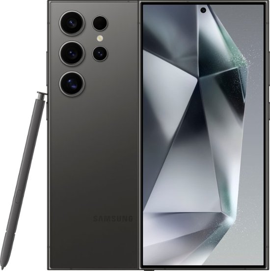 Front. Samsung - Galaxy S24 Ultra 512GB (Unlocked) - Titanium Black.