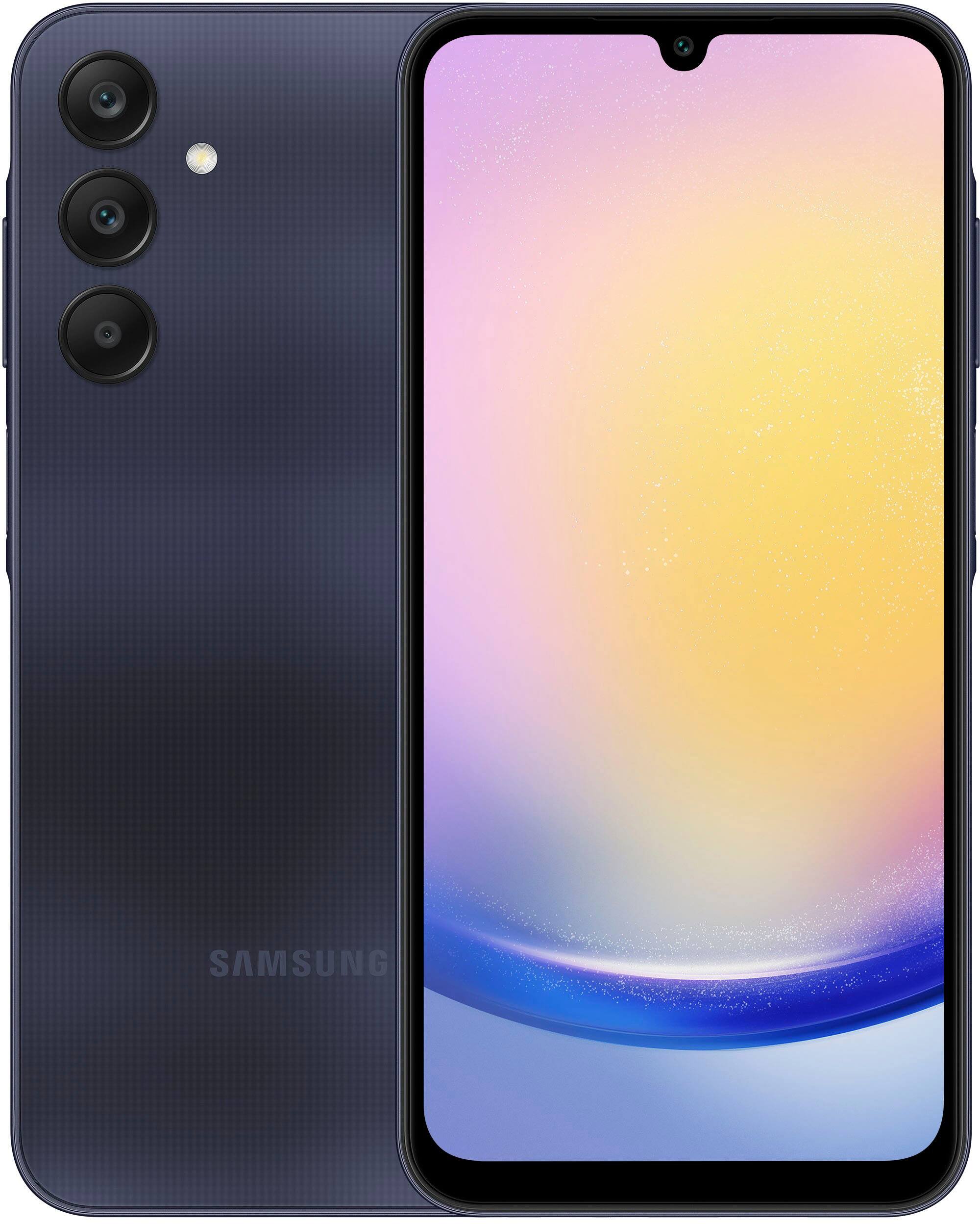 Front. Samsung - Galaxy A25 5G 128GB (Unlocked) - Blue Black.