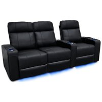 Valencia Theater Seating - Valencia Piacenza Power Headrest Row of 3 Loveseat Left Premium Top Grain Grade 9000 Leather Home Theater Seating - Black - Angle_Zoom