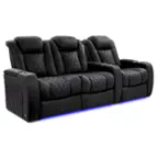 Angle. Valencia Theater Seating - Valencia Tuscany XL Ultimate Row of 3 Loveseat Left Premium Semi-Aniline Italian Nappa Leather 20000 - Onyx.