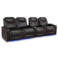Valencia Theater Seating - Valencia Oslo XL Row of 4 Loveseat Left Premium Top Grain Nappa 11000 Leather Home Theater Seating - Dark Chocolate - Angle_Zoom