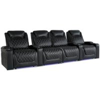 Valencia Theater Seating - Valencia Oslo XL Row of 4 Loveseat Center Premium Top Grain Nappa 11000 Leather Home Theater Seating - Black - Angle_Zoom