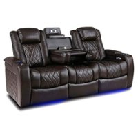 Valencia Theater Seating - Valencia Tuscany Console Row of 3 Premium Top Grain Nappa 11000 Leather Home Theater Seating - Dark Chocolate - Angle_Zoom