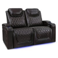 Valencia Theater Seating - Valencia Oslo Row of 2 Loveseat Premium Top Grain 11000 Nappa Leather Home Theater Seating - Dark Chocolate - Angle_Zoom