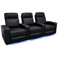 Valencia Theater Seating - Valencia Piacenza Power Headrest Row of 3 Premium Top Grain Grade 9000 Leather Home Theater Seating - Black - Angle_Zoom