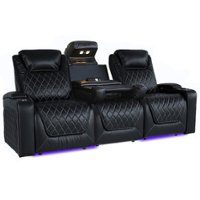 Valencia Theater Seating - Valencia Oslo Console Row of 3 Premium Top Grain Nappa 11000 Leather Home Theater Seating - Midnight Black - Angle_Zoom