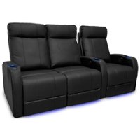 Valencia Theater Seating - Valencia Syracuse Row of 3 Loveseat Left Premium Top Grain Grade 9000 Leather Home Theater Seating - Black - Angle_Zoom