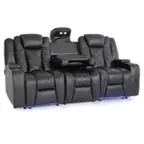 Angle. Valencia Theater Seating - Valencia Oxford Console Row of 3 Console Premium Top Grain Nappa 11000 Leather Home Theater Seating - Black.