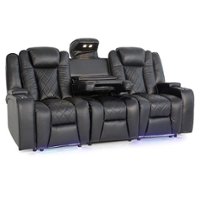 Valencia Theater Seating - Valencia Oxford Console Row of 3 Console Premium Top Grain Nappa 11000 Leather Home Theater Seating - Black - Angle_Zoom
