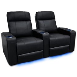 Valencia Theater Seating - Valencia Piacenza Power Headrest Row of 2 Premium Top Grain Grade 9000 Leather Home Theater Seating - Black - Angle_Zoom