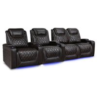 Valencia Theater Seating - Valencia Oslo XL Row of 4 Loveseat Right Premium Top Grain Nappa 11000 Leather Home Theater Seating - Dark Chocolate - Angle_Zoom