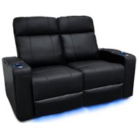 Valencia Theater Seating - Valencia Piacenza Power Headrest Row of 2 Loveseat Premium Top Grain Grade 9000 Leather Home Theater Seating - Black - Angle_Zoom
