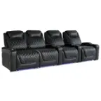 Angle. Valencia Theater Seating - Valencia Oslo XL Row of 4 Loveseat Left Premium Top Grain Nappa 11000 Leather Home Theater Seating - Black.