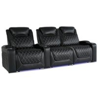 Valencia Theater Seating - Valencia Oslo XL Row of 3 Loveseat Right Premium Top Grain Nappa 11000 Leather Home Theater Seating - Black - Angle_Zoom