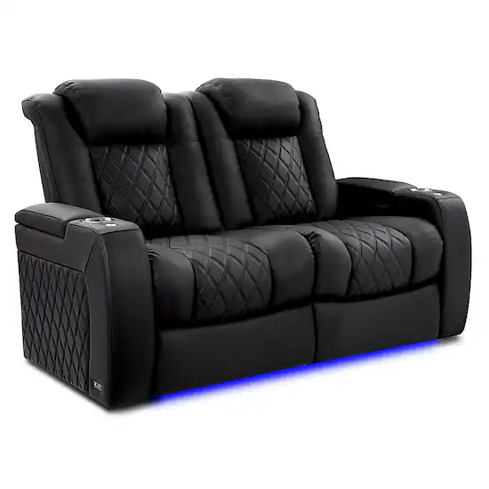 Valencia Theater Seating Valencia Tuscany XL Ultimate Row of 2 Loveseat Premium Semi Aniline Italian Nappa Leather 20000 Home Theater Seating Onyx TuscanyUltimate2L ONYX XL P Best Buy