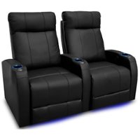 Valencia Theater Seating - Valencia Syracuse Row of 2 Premium Top Grain Grade 9000 Leather Home Theater Seating - Black - Angle_Zoom