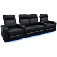 Valencia Theater Seating - Valencia Piacenza Power Headrest Row of 4 Loveseat Center Premium Top Grain Grade 9000 Leather Home Theater Seating - Black - Angle_Zoom