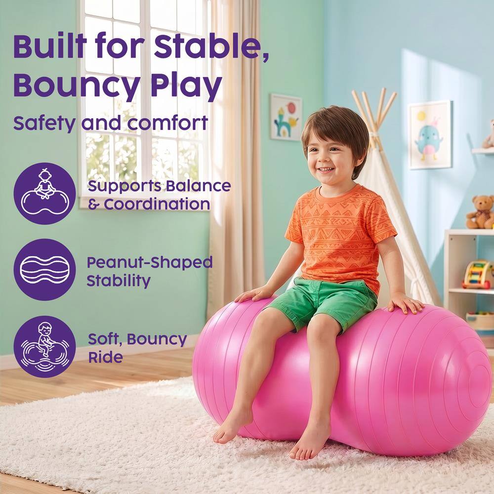 Built for Stable, Bouncy Play  
Safety and comfort  
Supports Balance & Coordination  
Peanut-Shaped Stability  
Soft, Bouncy Ride