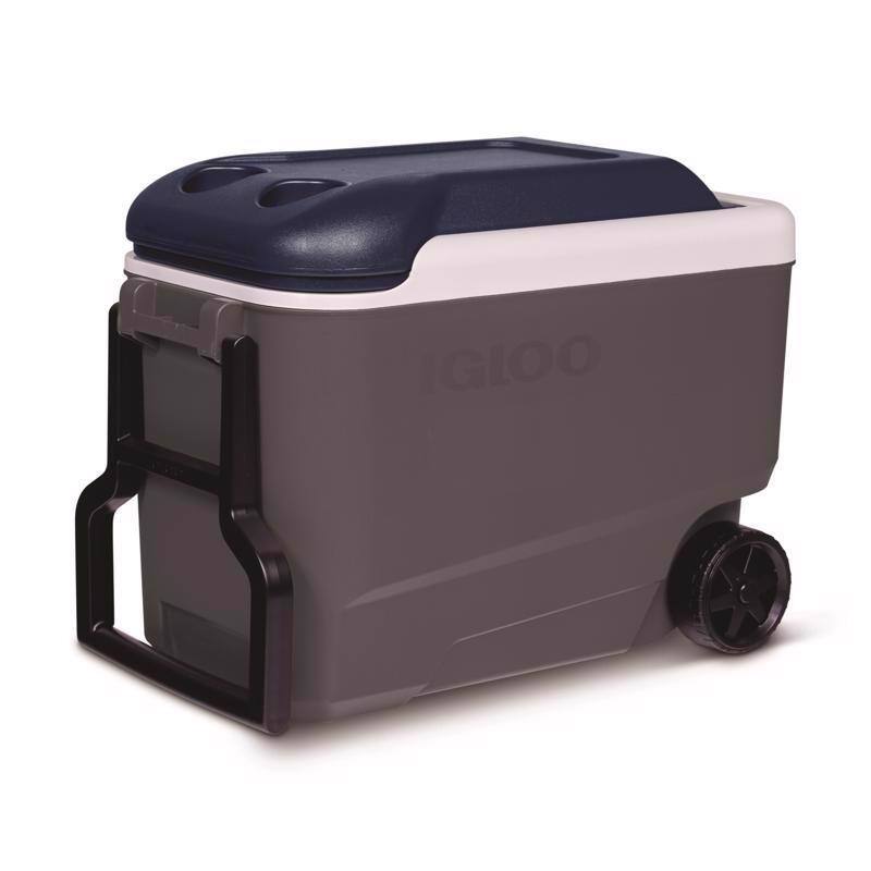 Angle. Igloo - IGLOO MaxCold 40 Qt Rolling Cooler, Carbonite/Aegean Sea Blue - Carbonite/Aegean Sea Blue.