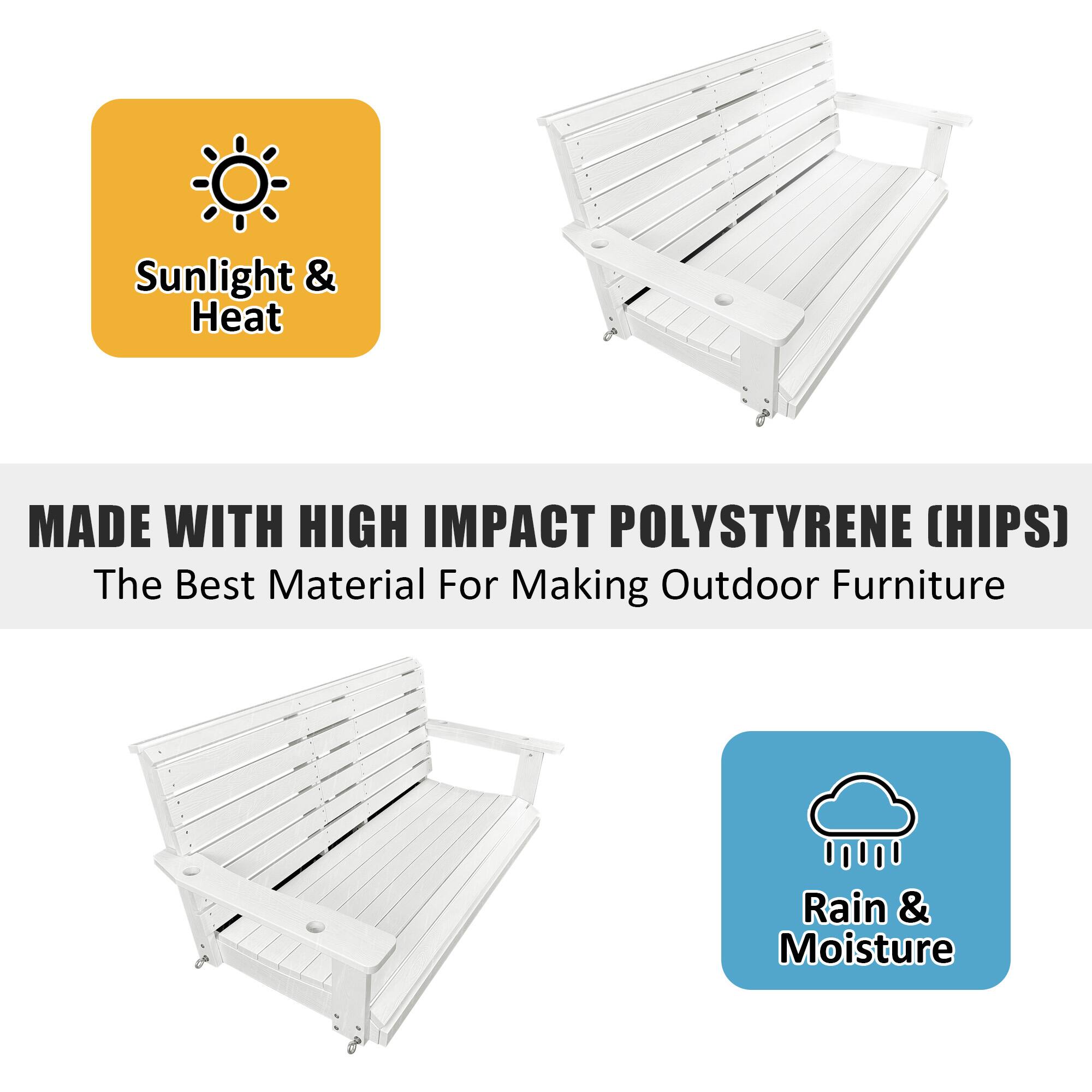 Sunlight & Heat

MADE WITH HIGH IMPACT POLYSTYRENE (HIPS)
The Best Material For Making Outdoor Furniture

Rain & Moisture