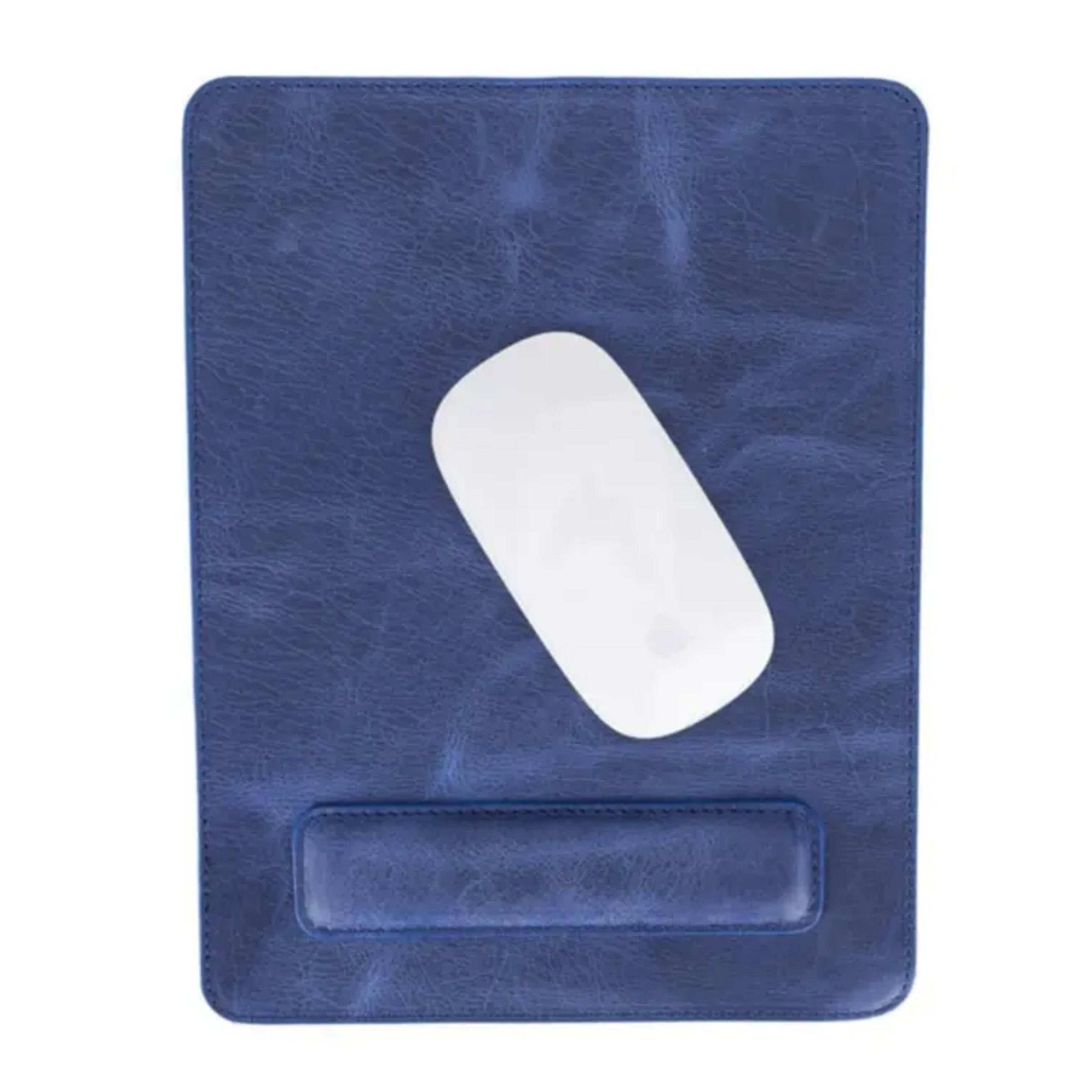 Angle. Kitcheniva - Leather Mouse Pad With Hand Support For Comfort Blue - Blue.