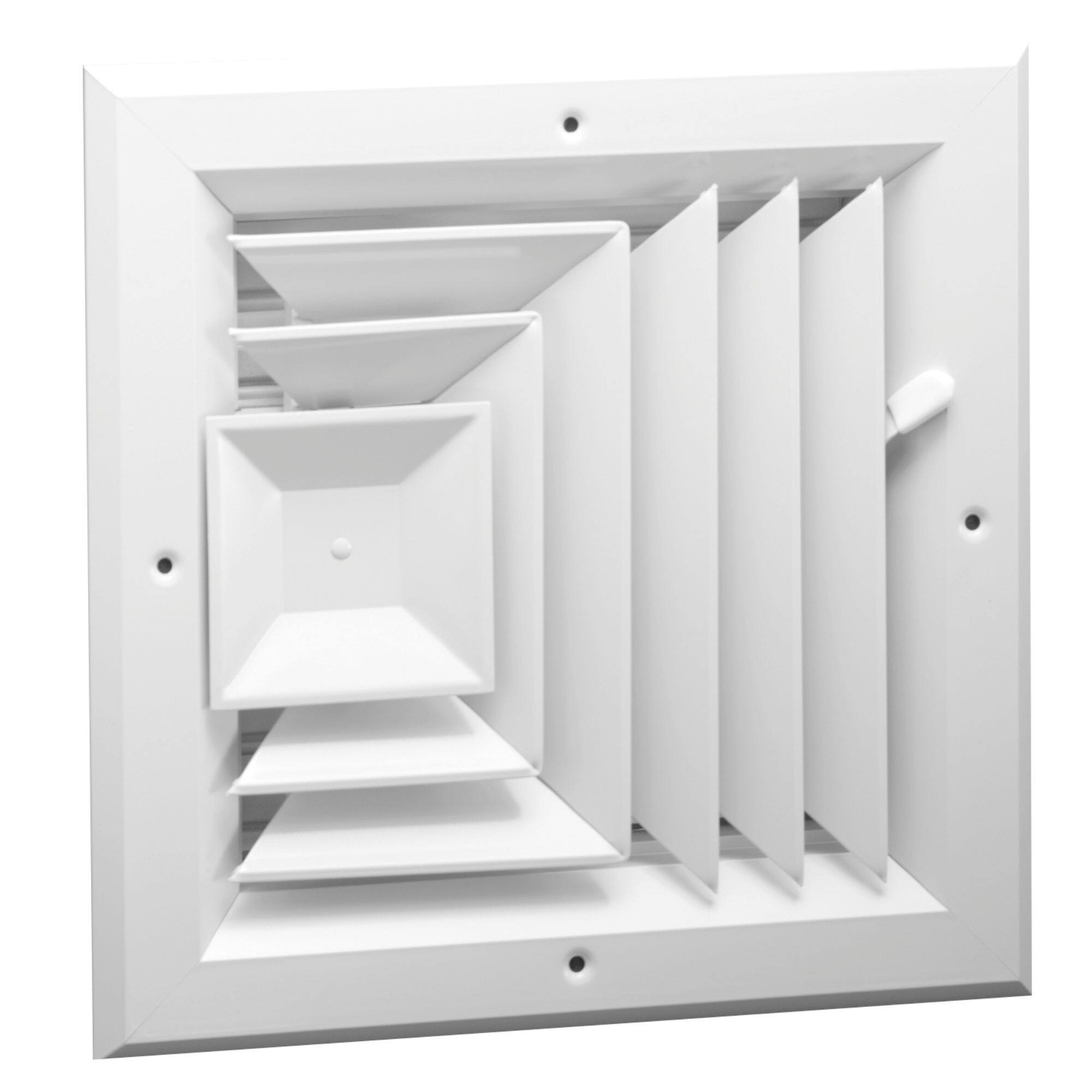Front. Hart & Cooley - Hart & Cooley 10x10 Aluminum 3-Way Ceiling Diffuser, Multi-Shutter Damper, White.