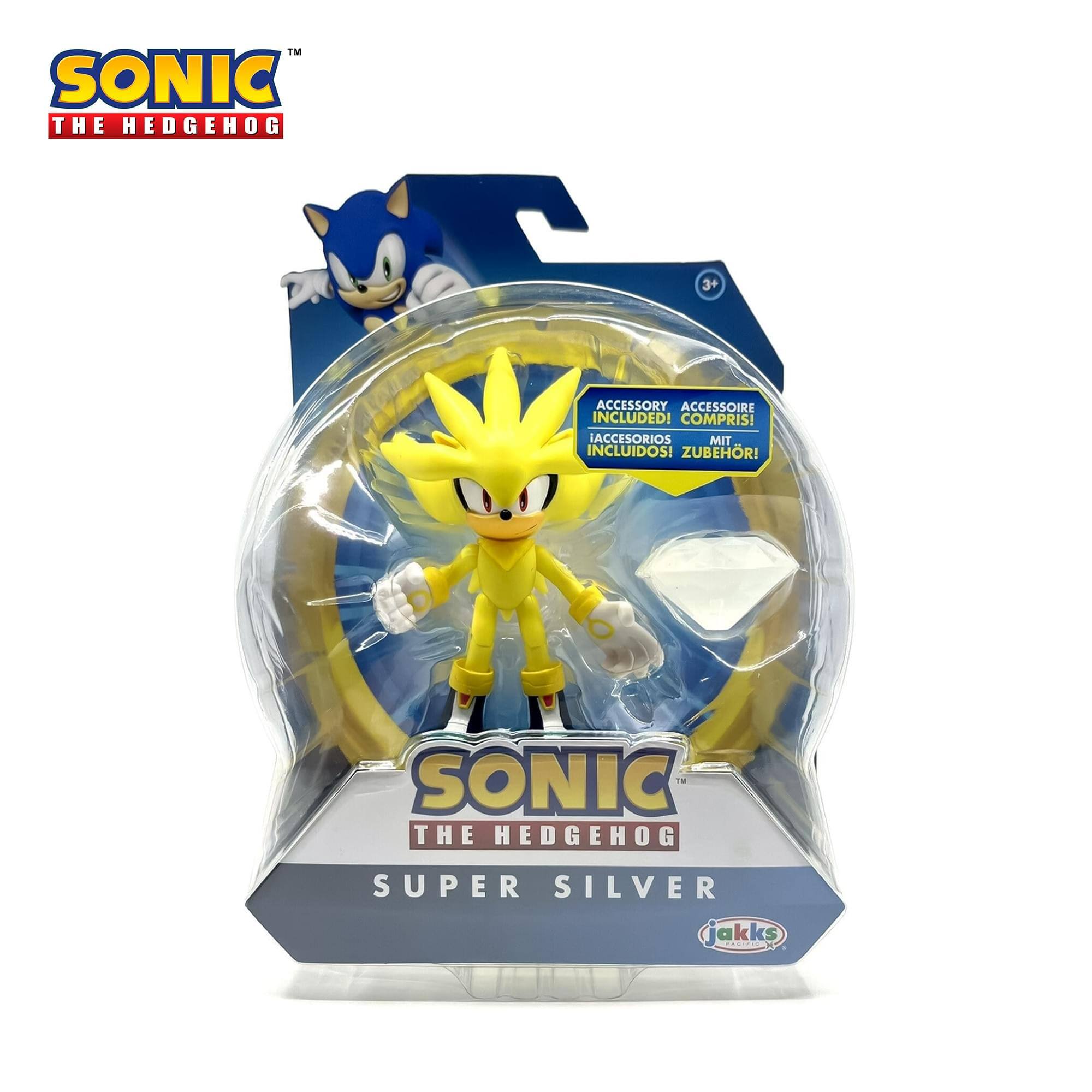 SONIC THE HEDGEHOG  
SUPER SILVER  
ACCESSORY INCLUDED!  
ACCESSOIRE COMPRIS!  
¡ACCESORIOS INCLUIDOS!  
ZUBEHÖR!  

jakk's  
3+